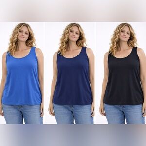 3PC Talbots Women’s Scoop neck Tank Top Lyocell in Blue, Indigo, Black 2X NWT